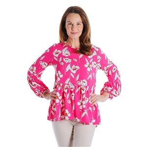 Vibrant Floral Pink Blouse